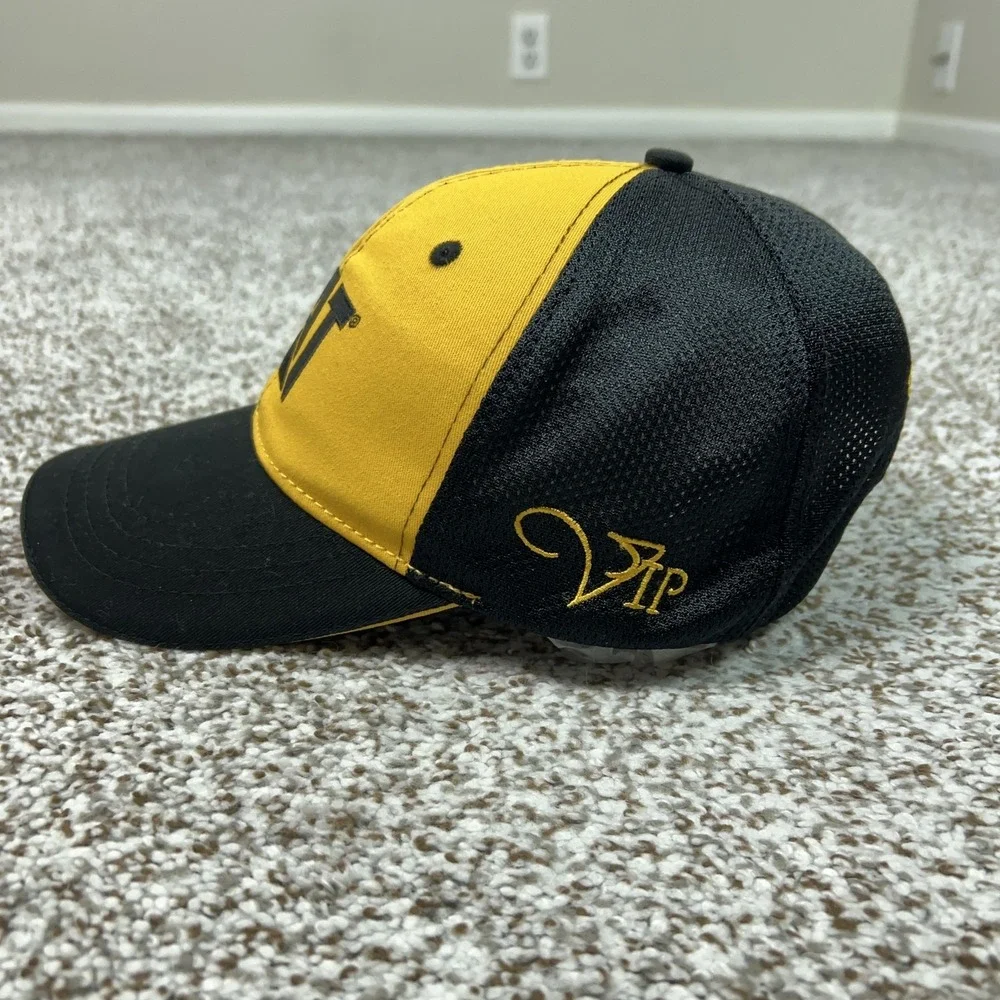 CAT Hat Cap Strap Back Black Yellow Mesh‎ Trucker VIP Mens Workwear Construction